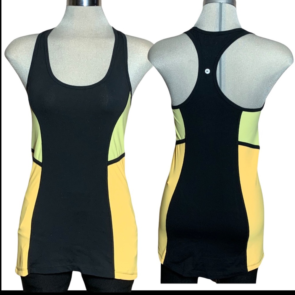 90 DEGREE By Reflex Sports Yellow & Black Racerback Tank Size S